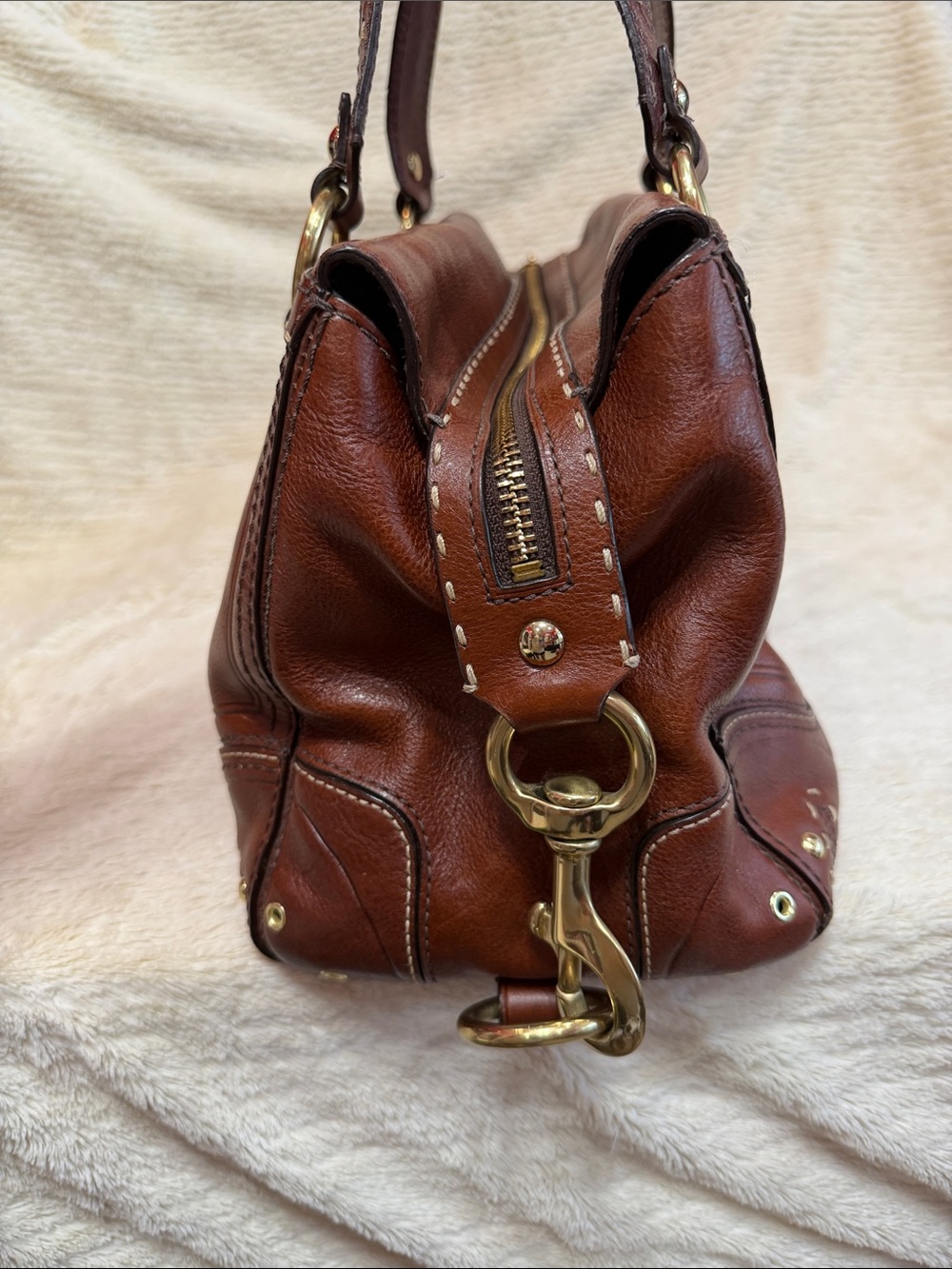 Coach Chestnut Brown Leather Satchel with Gold Hardware - Picture 4 of 8